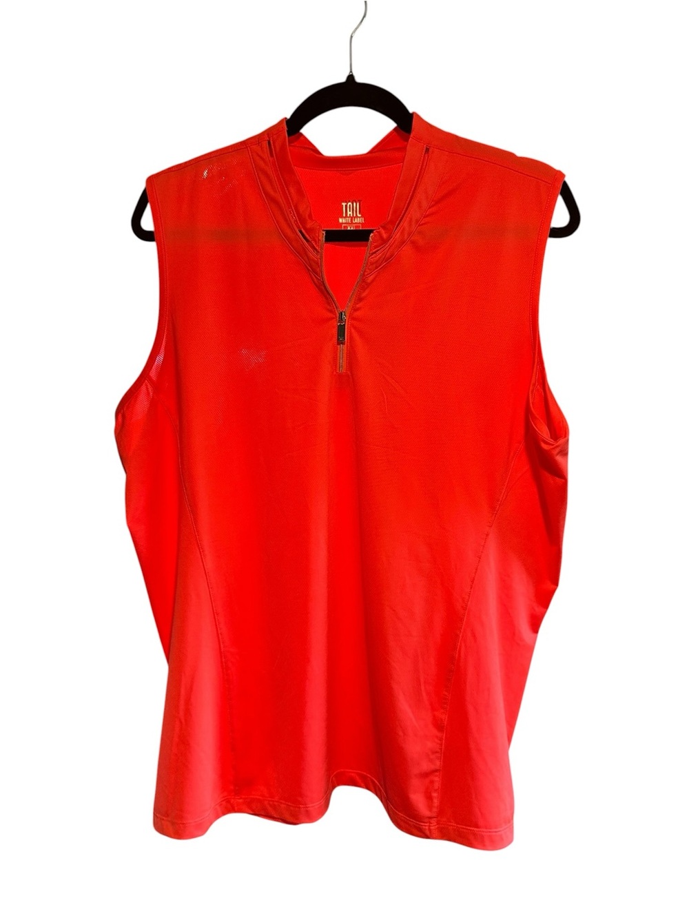 Tail 2XL Bright Redish-Orange Sleeveless Zip Golf Polo